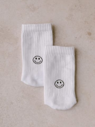 Eulenschnitt Socken "Smiley" in Weiß