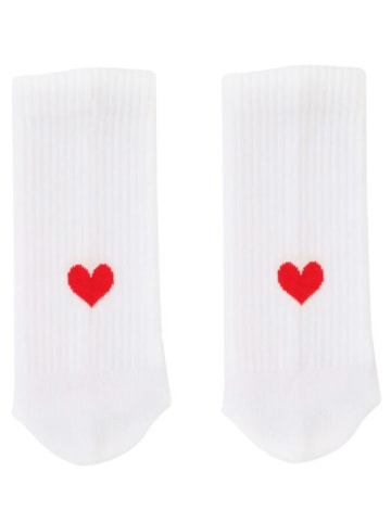 Eulenschnitt Socken "Herz" in Weiß