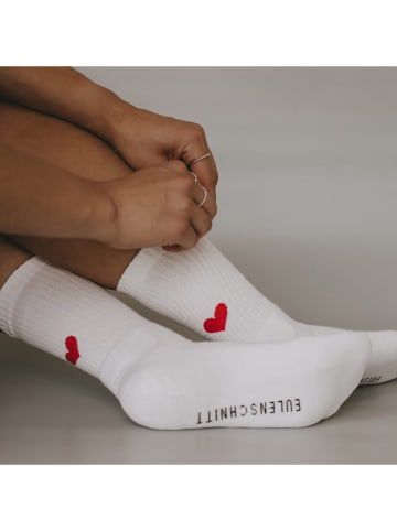 Eulenschnitt Socken "Herz" in Weiß