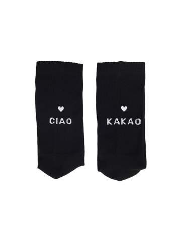 Eulenschnitt Socken "Ciao Kakao" in Schwarz