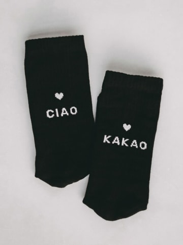 Eulenschnitt Socken "Ciao Kakao" in schwarz