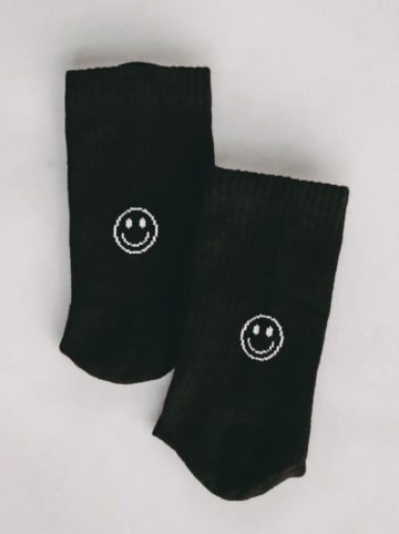 Eulenschnitt Socken "Smiley" in Schwarz
