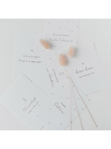 Eulenschnitt 6er-Set: Grußkarten "Ostersprüche" in Weiß - (B)10,5 x (H)14,8 cm