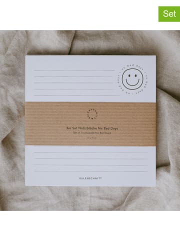 Eulenschnitt 3-delige set: blokken "No bad days" wit - (B)15 x (H)15 cm