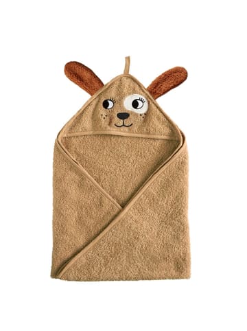 roommate Ręcznik "Dog" w kolorze jasnobrązowym z kapturem - 72 x 72 cm