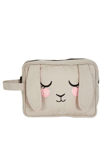 roommate Kosmetiktasche "Bunny" in Beige - (L)22 x (B)17 cm