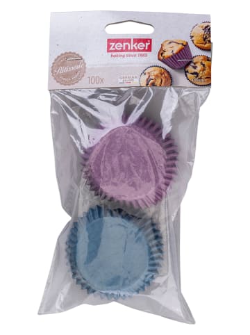 Zenker 2er-Set: Papier-Muffinförmchen in Blau/ Lila - 2x 100 Stück
