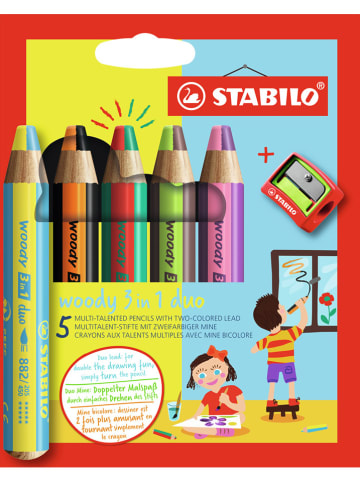 STABILO Duo-Buntstifte "STABILO woody 3 in 1 - 5 Stück