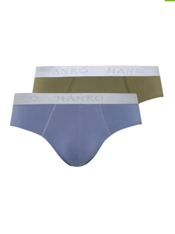 Hanro 2er-Set: Slips in Blau/ Khaki
