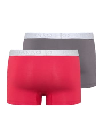 Hanro 2er-Set: Boxershorts in Grau/ Fuchsia