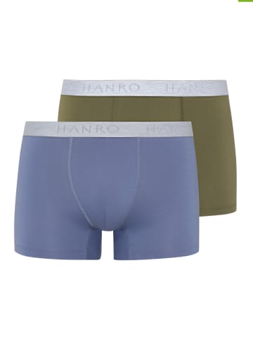 Hanro 2er-Set: Boxershorts in Hellblau/ Khaki