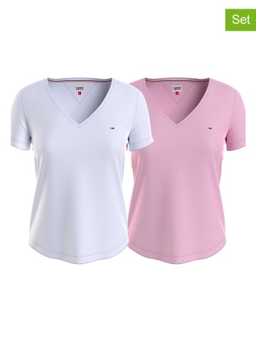 TOMMY JEANS 2er-Set: Shirts in Weiß/ Pink