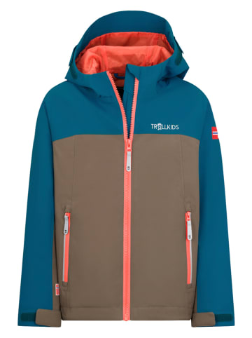 Trollkids Regenjas "Telemark" blauw/bruin