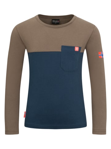 Trollkids Koszulka funkcyjna "Bergen" w kolorze brązowo-granatowym