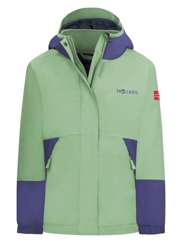 Trollkids 3-in-1 functionele jas "Kjerak" groen/donkerblauw