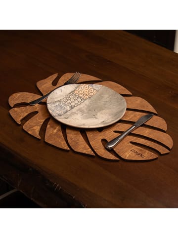 Violeta Home 4er-Set: Platzset "Monstera" in Hellbraun - (B)45 x (T)33 cm