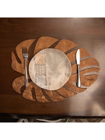 Violeta Home 4er-Set: Platzset "Monstera" in Hellbraun - (B)45 x (T)33 cm