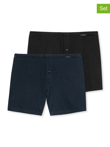 Schiesser 2-delige set: boxershorts zwart/donkerblauw