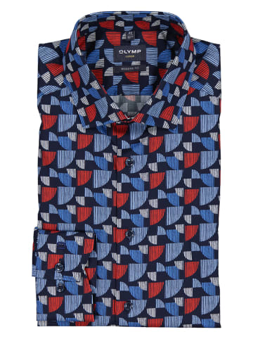 OLYMP Blouse "Luxor" - modern fit - blauw/rood