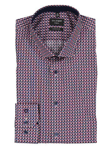 OLYMP Koszula "No 6 six" - Super Slim fit - w kolorze granatowo-czerwonym