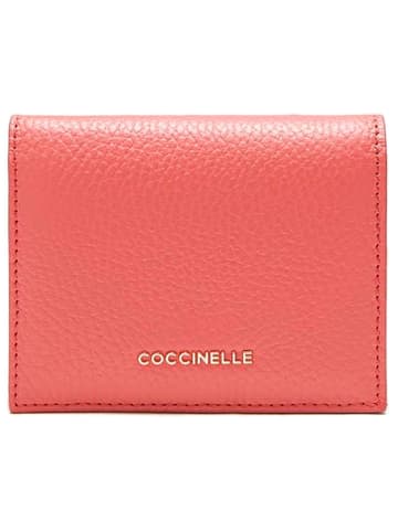 COCCINELLE Skórzany portfel w kolorze brzoskwiniowym - 11 x 9 cm