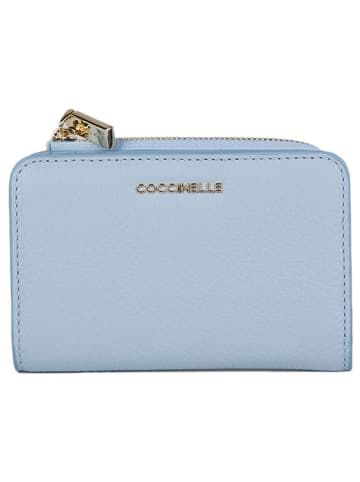 COCCINELLE Skórzany portfel w kolorze błękitnym - 13 x 9 cm
