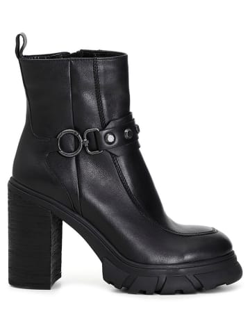 Cafe Noir Leder-Stiefeletten in Schwarz