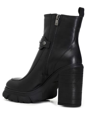 Cafe Noir Leder-Stiefeletten in Schwarz