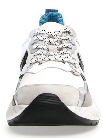 Voile Blanche Skórzane sneakersy w kolorze biało-beżowym