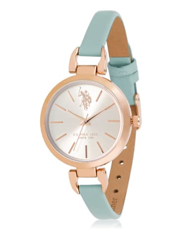 U.S. Polo Assn. Quarzuhr in Hellblau/ Gold/ Creme