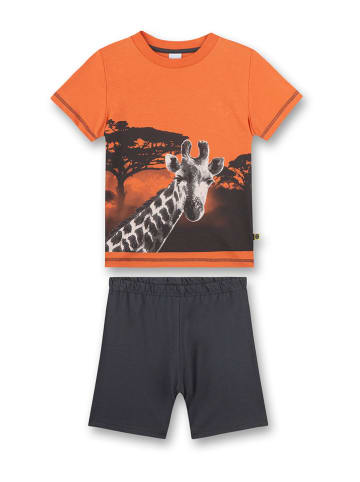 Sanetta Kidswear Pyjama in Orange/ Anthrazit