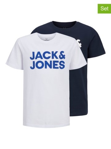 JACK & JONES Junior Koszulki (2 szt.) "Corp" w kolorze granatowym i białym