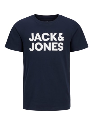 JACK & JONES Junior 2er-Set: Shirts "Corp" in Dunkelblau/ Weiß