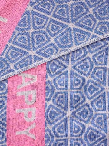 Zwillingsherz Chusta trójkątna "Happy Mindset" w kolorze niebiesko-różowym - 200 x 100 cm