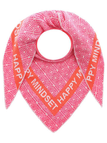 Zwillingsherz Chusta trójkątna "Happy Mindset" w kolorze różowym - 200 x 100 cm