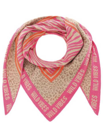 Zwillingsherz Dreieckstuch "Wild Vibes" in Pink/ Beige - (L)200 x (B)100 cm