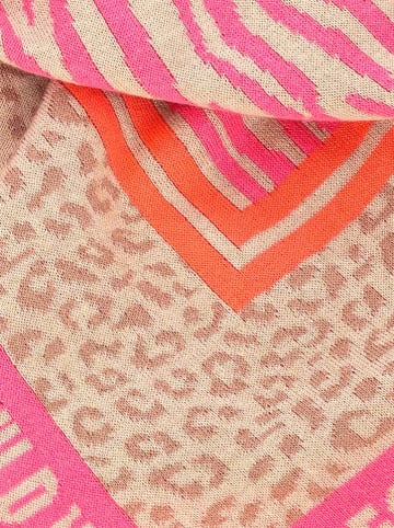 Zwillingsherz Driehoekige doek "Wild Vibes" roze/beige - (L)200 x (B)100 cm