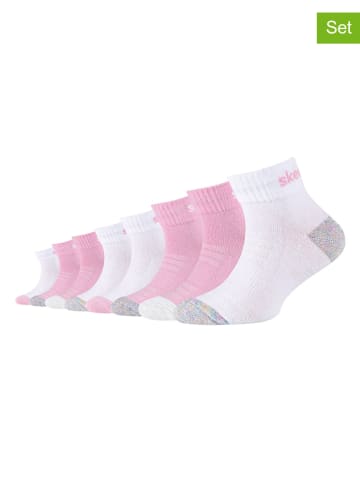 Skechers Skarpety (8 par) w kolorze jasnoróżowym i białym