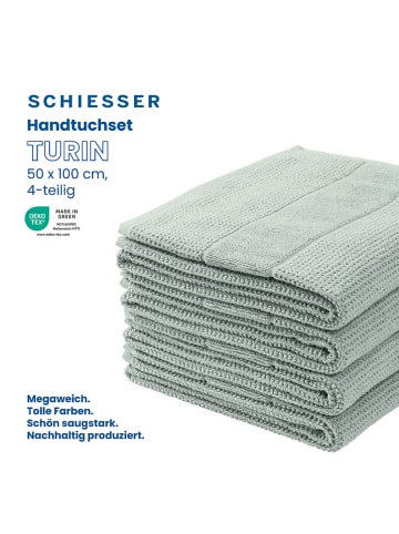 Schiesser Ręczniki (4 szt.) "Turin" w kolorze turkusowym do rąk