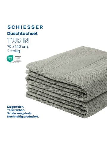 Schiesser 2er-Set: Duschtücher "Turin" in Grau