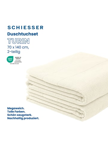 Schiesser 2-delige set: badhanddoeken "Turin" crème