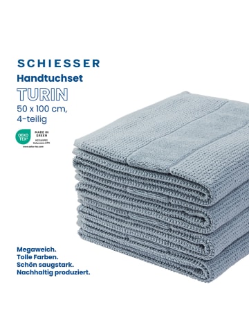 Schiesser Ręczniki (4 szt.) "Turin" w kolorze błękitnym do rąk