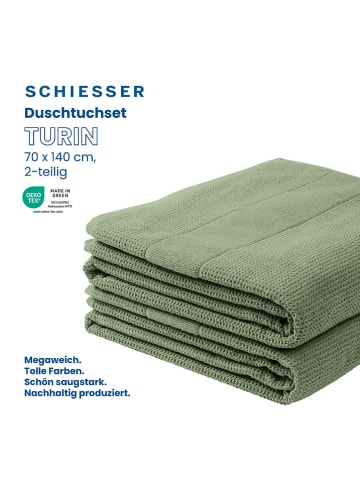 Schiesser 2-delige set: badhanddoeken "Turin" groen