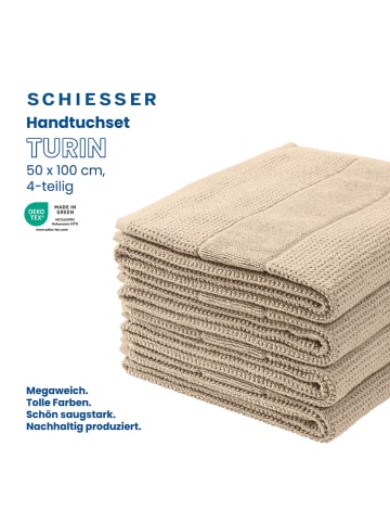 Schiesser Ręcznik (4 szt.) "Turin" w kolorze beżowym do rąk