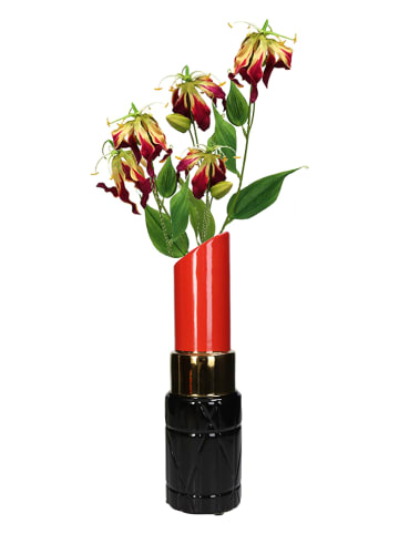 Kersten Vaas "Lipstick" rood/zwart - (H)35 x Ø 10 cm