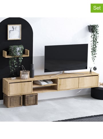 Evila 2-delige TV-meubelset "Heka" lichtbruin
