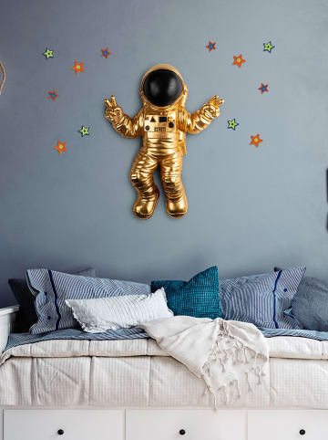 Evila Dekoracja ścienna "Cosmonaut" w kolorze złotym - 35 x 47 x 10 cm
