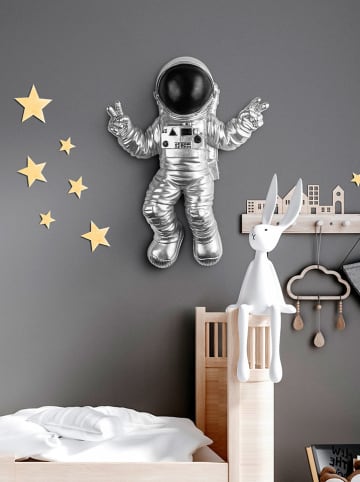 Evila Dekoracja ścienna "Cosmonaut" w kolorze srebrnym - 35 x 47 x 10 cm