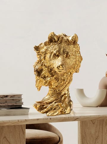 Evila Figurka dekoracyjna "Wolf" w kolorze złotym - 19 x 30 x 18 cm
