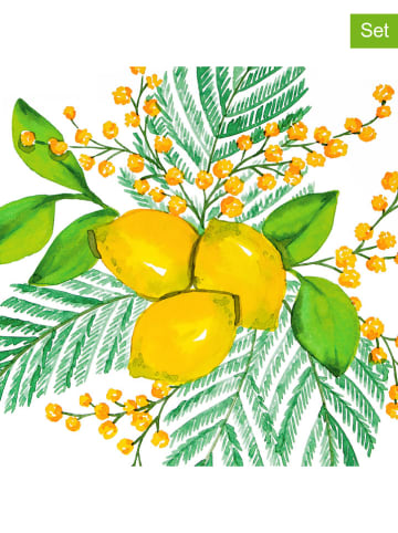 ppd 2er-Set: Servietten "Lemon & Mimosa" in Grün/ Gelb - 2x 20 Stück